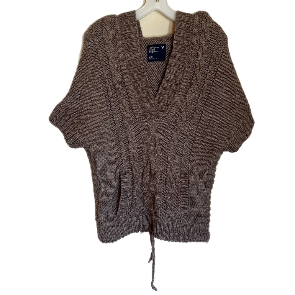 American Eagle | Brown Shortsleeved Hooded Sweater - Size Medium